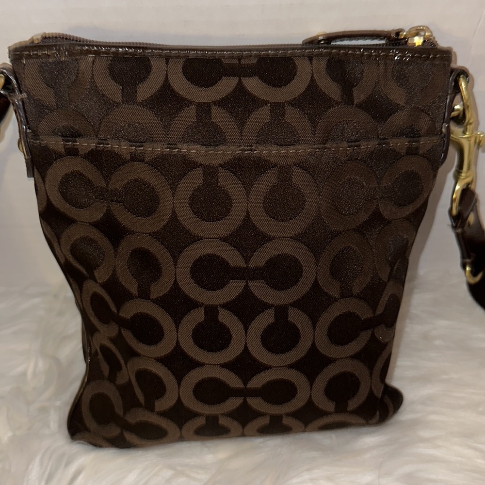 Coach Dark Brown Signature Canvas Crossbody with Gold Hardware - Picture 3 of 14